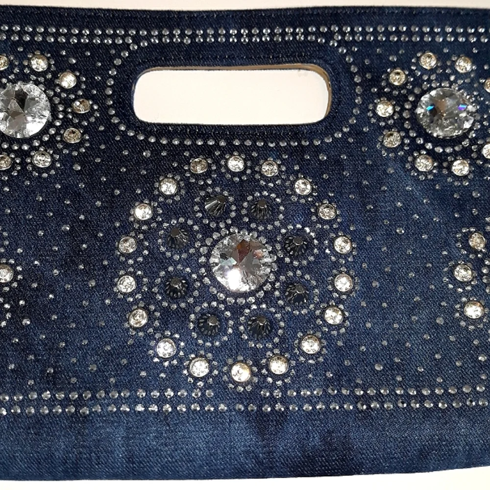 Rhinestone Bling Denim Clutch